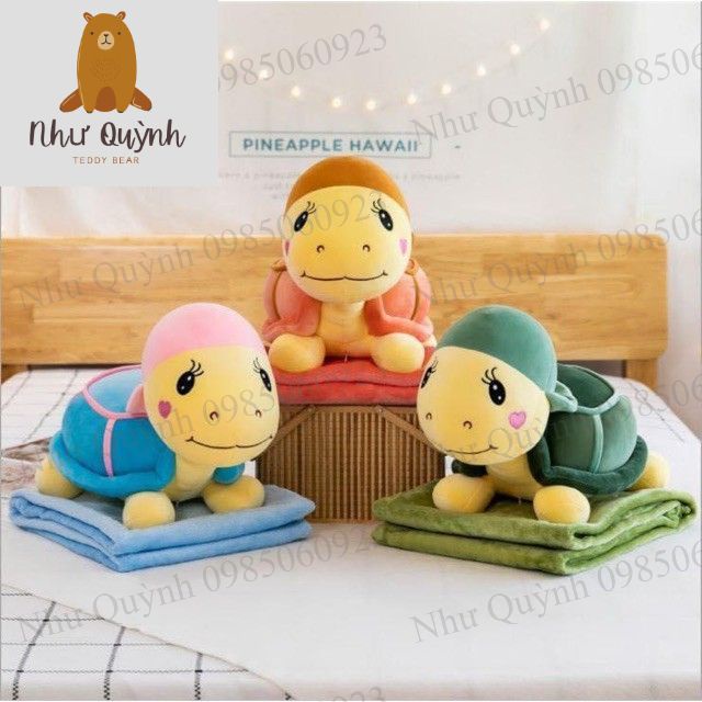 BỘ CHĂN GỐI VĂN PHÒNG HÌNH RÙA MAY MẮN KÈM CHĂN 3in1 SIÊU ĐÁNG YÊU