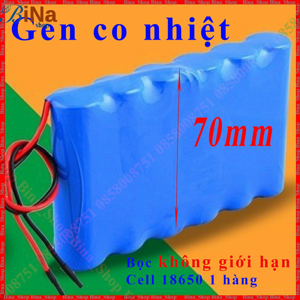 [1 mét] Màng co nhiệt pin 3S 18650 70mm xanh lá/xanh dương/đen