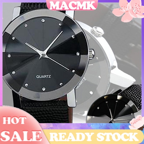 MACmk Mens Fashion Causal Quartz Sports Faux Leather Large Round Dial Wrist Watch