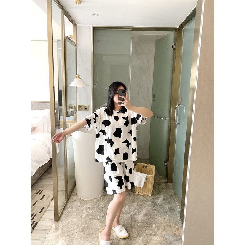 Gia Đình số 1 ⭐ SIÊU RẺ ⭐ Đồ bộ hoạt hình form rộng Unisex SET BÒ SỮA  dành cho người lớn - trẻ em chất thun mịn