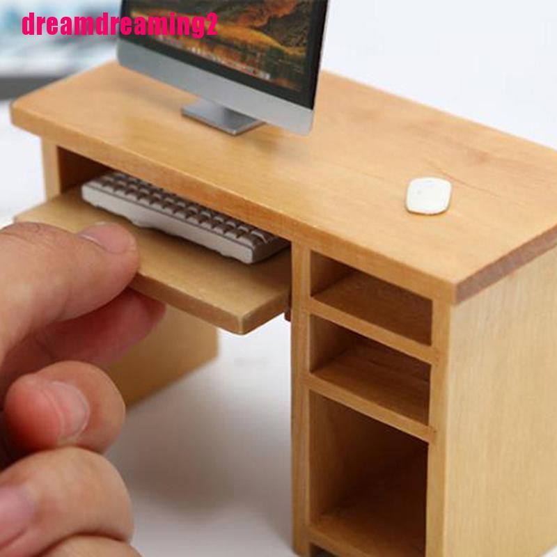 Bộ Bàn Phím Và Chuột Bằng Gỗ Cho Nhà Búp Bê