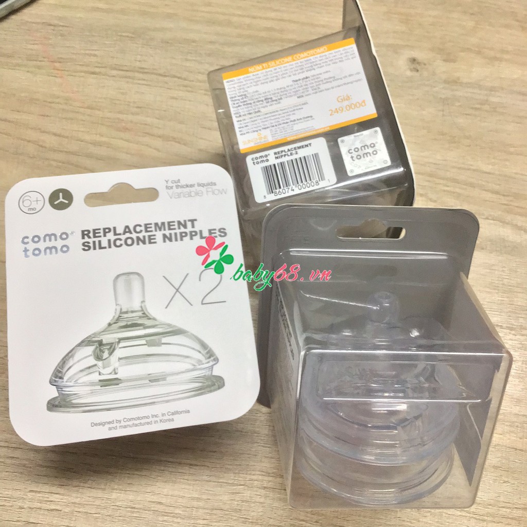 Bộ 2 núm ty Silicone Comotomo đủ size cho bé