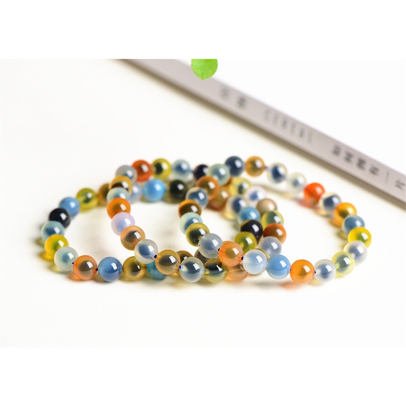 [Hàng Mới Về] Vòng Đeo Tay Mã Não Hình Trái Tim Màu Vàng / Xanh Dương / Đỏ Cho Nữ