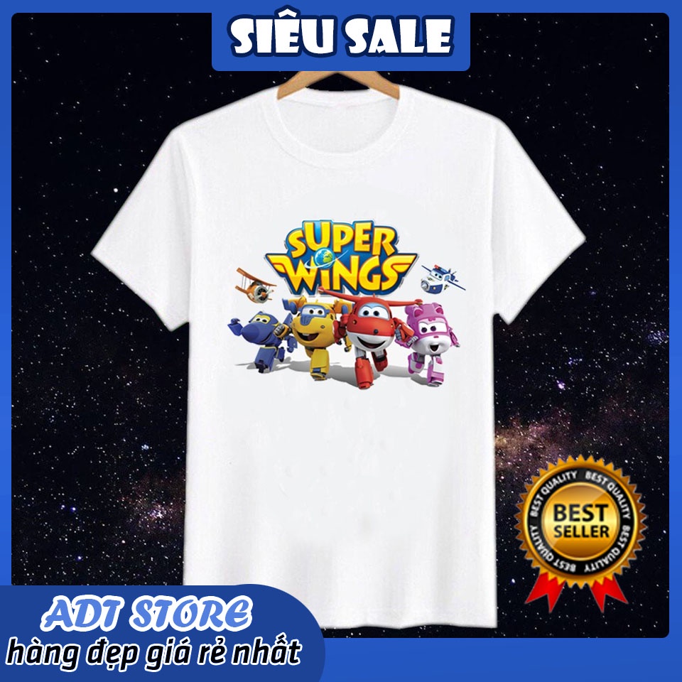 Áo thun đội bay siêu đẳng SuperWings cho bé đủ size cotton cổ tròn tay ngắn