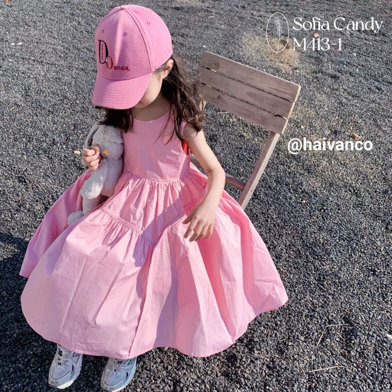 Đầm váy đi chơi xòe rộng bé gái vải mềm nhập haivanco màu tươi sáng mềm mại và thoáng mát đi học đi chơi đều đẹp