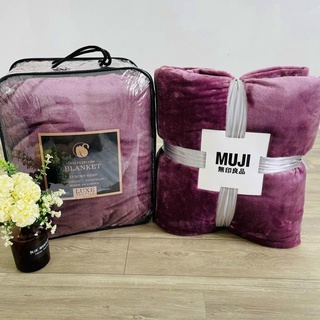 Chăn muji lông tuyết 2 lớp màu tím 2m*2.3m nặng 1,8kg