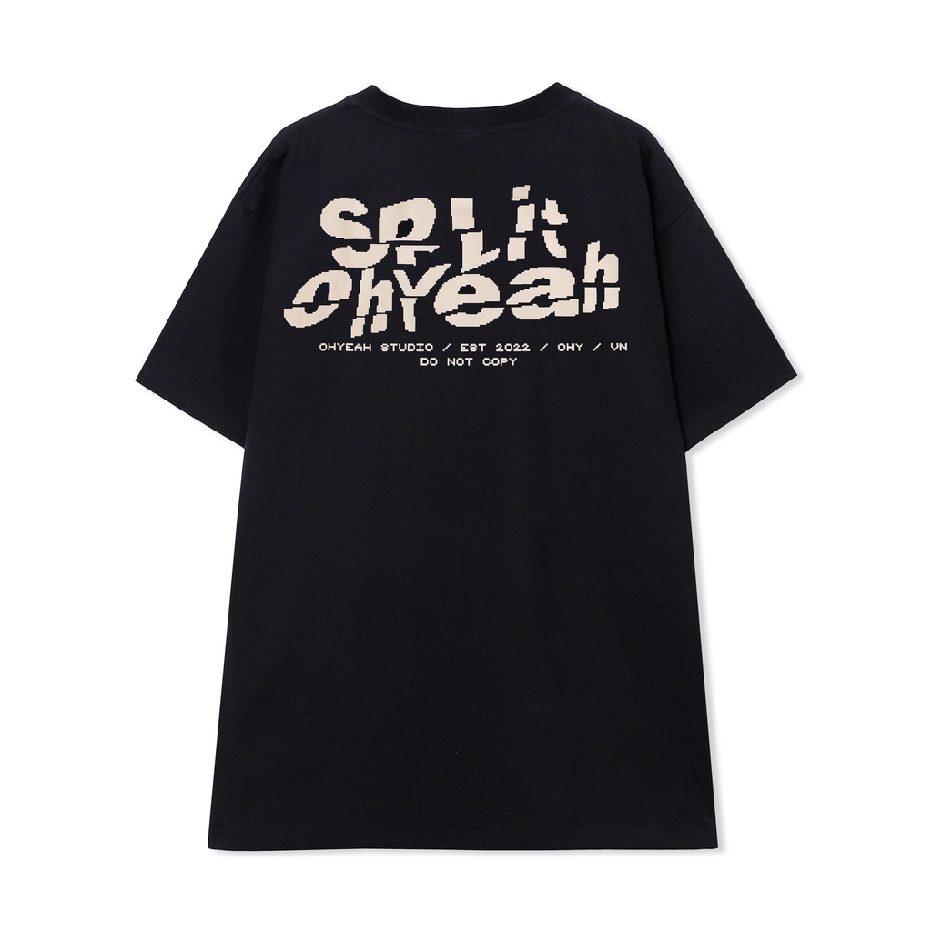 Áo thun tay lỡ OHYEAH phông Unisex nam nữ Premium Cotton oversize form rộng SPLIT - Đen
