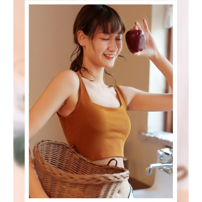 Áo Croptop Hai Dây Cổ Vuông Bằng Vải Cotton Màu Trơn Thoáng Khí Thời Trang Mùa Hè Dành Cho Nữ
