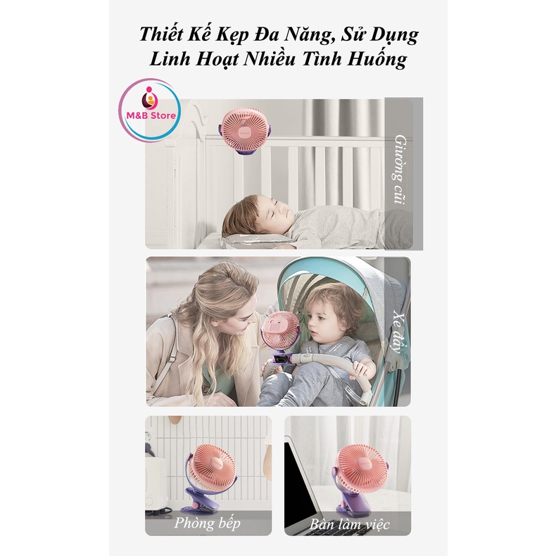 Quạt Kẹp Di Động Cao Cấp, Tiện Lợi, Pin Sạc - BabyCare