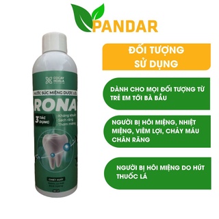 Nước súc miệng dược liệu Rona giảm hôi miệng nhiệt miệng chai 180ml Cỏ cây hoa lá PANDAR