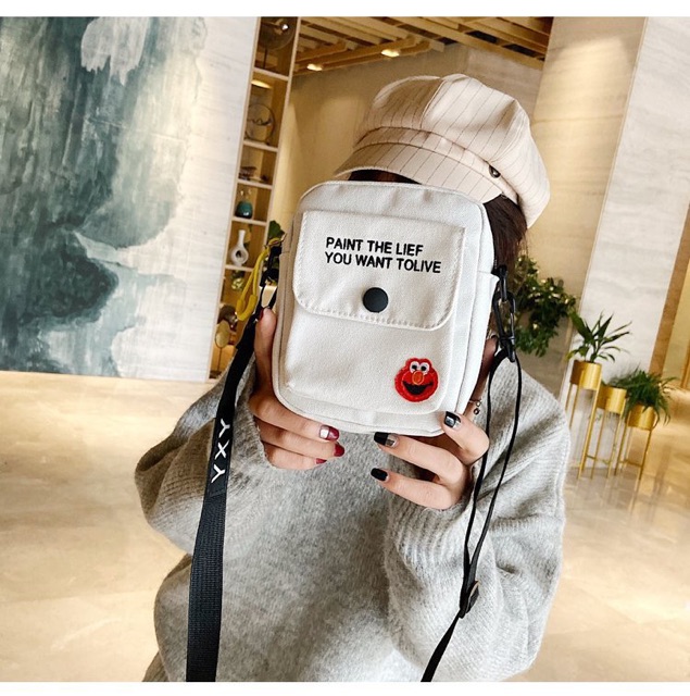 Túi tote vải đeo chéo canvas bag giá rẻ đẹp đi học thời trang hàn quốc TV07