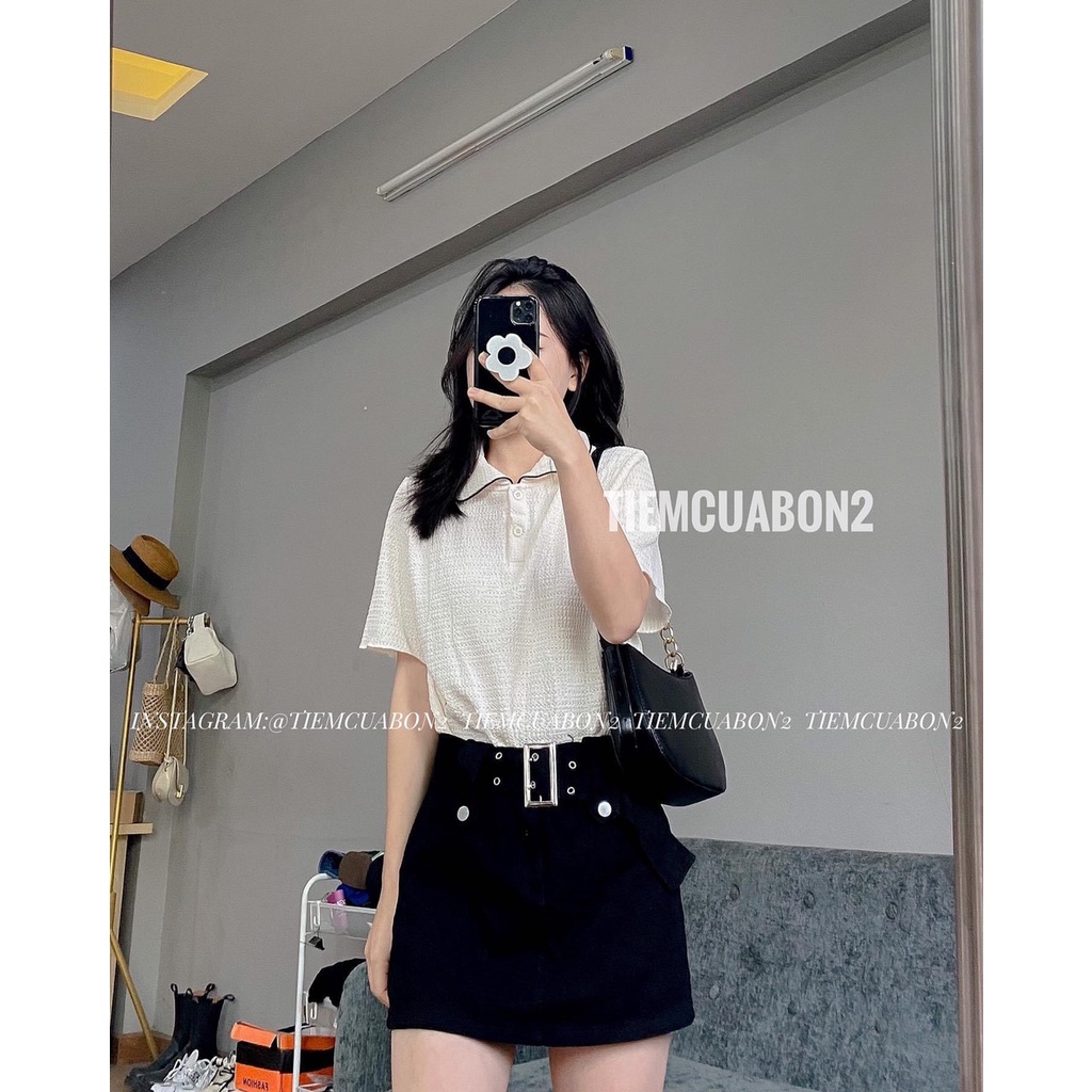 Quần Giả Váy Denim Jean Kèm Đai Chân Váy Chữ A Jean Ngắn Ôm Body CV16602