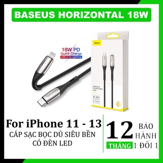 Cáp sạc iPhone Baseus Horizontal Type - C to Lightning hỗ trợ sạc nhanh 18W