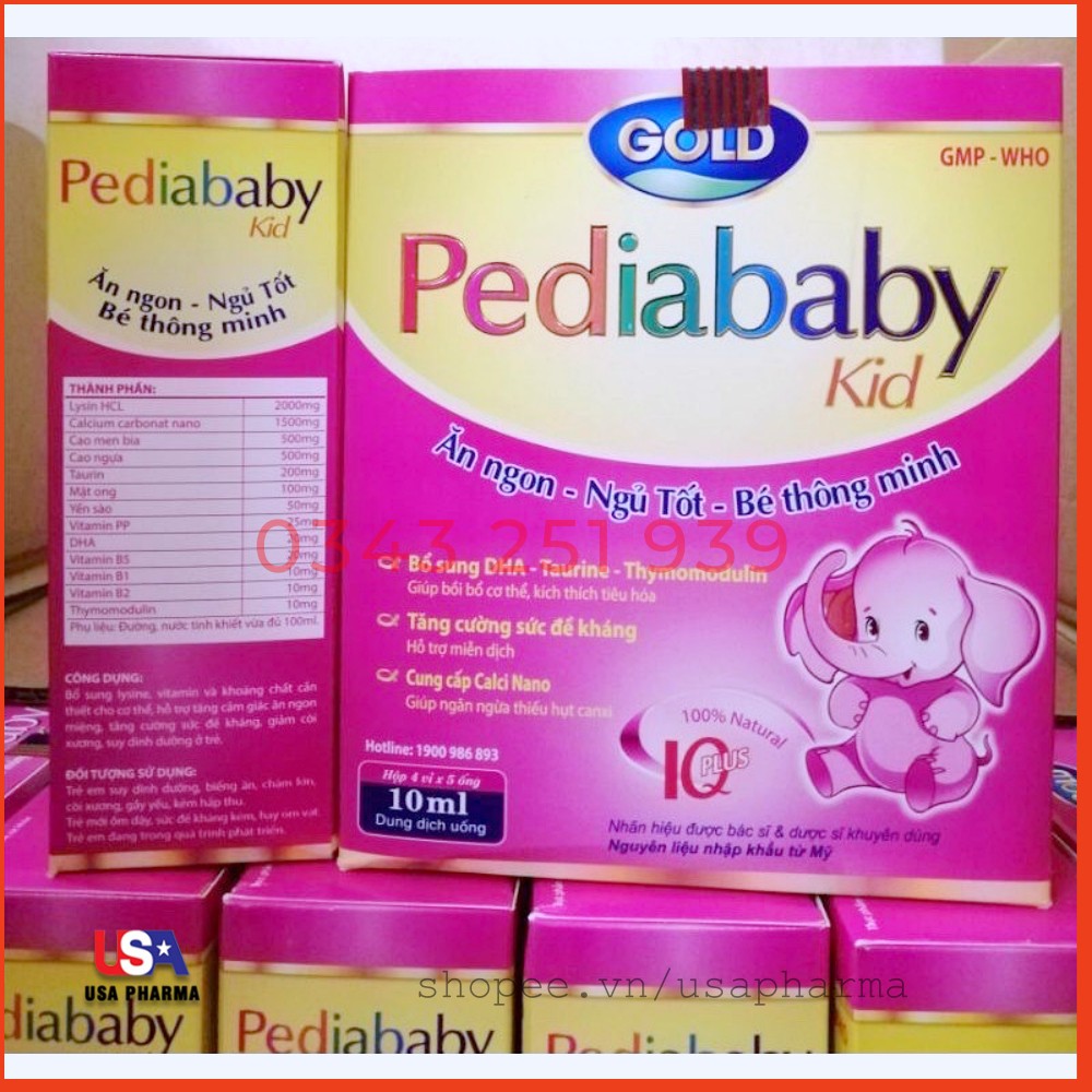 Siro PEDIABABY KID giúp bé ăn ngon, ngủ tốt hỗ trợ tăng cường sức đề kháng - Hộp 20 ống