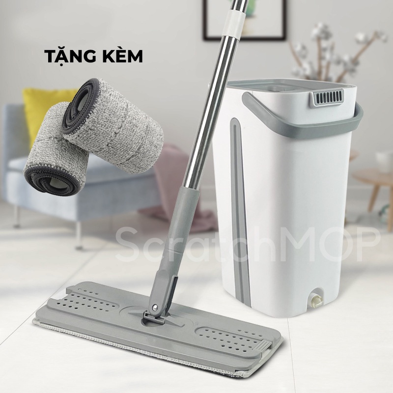 Cây Lau Nhà Tự Vắt Thông Minh MOPScratch Chổi Lau Nhà Tự Vắt 360 Độ Bộ Lau Nhà Cao Cấp Tặng Kèm 2 Miếng Lau