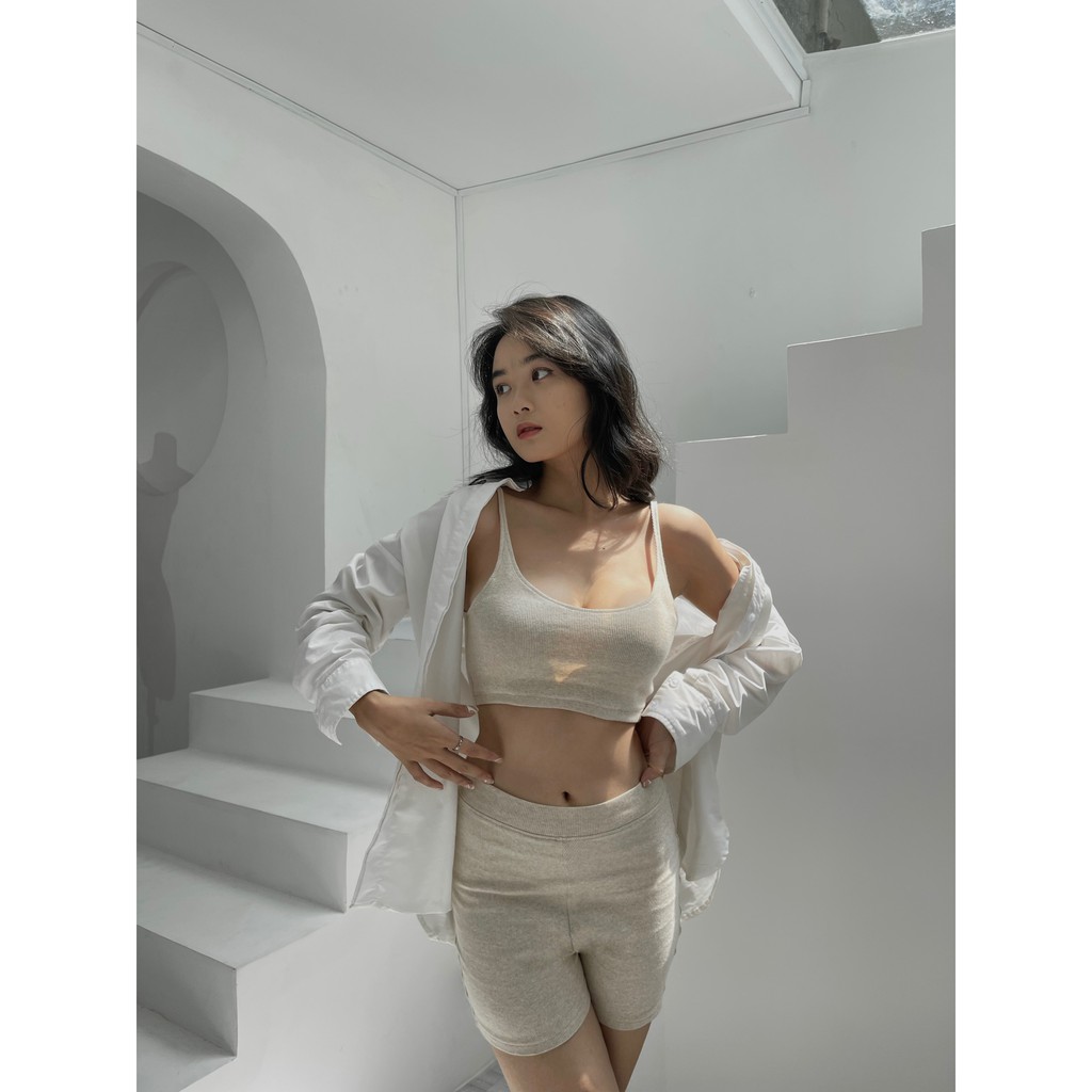 là min - Quần Ngắn Beige Knit Shorts | BigBuy360 - bigbuy360.vn