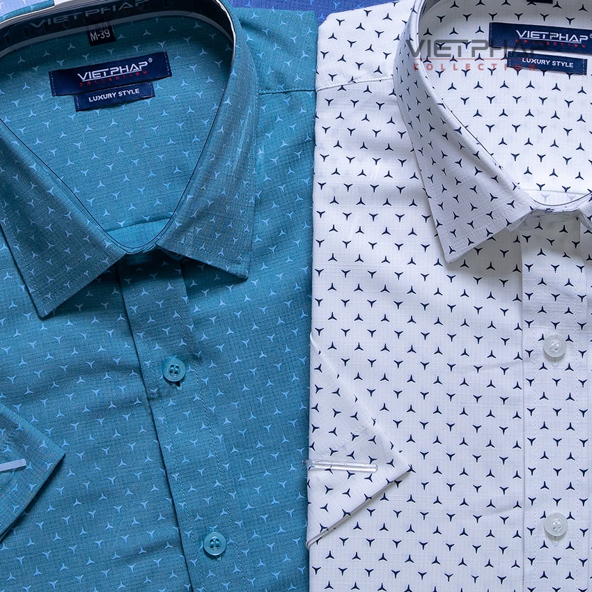 Áo Sơ Mi Nam Tay Ngắn Vạt Ngang Vải Bamboo Cao Cấp  Việt Pháp  9401. Thấm Hút Mồ Hôi, Chống Tia UV - Hàng Chính Hãng