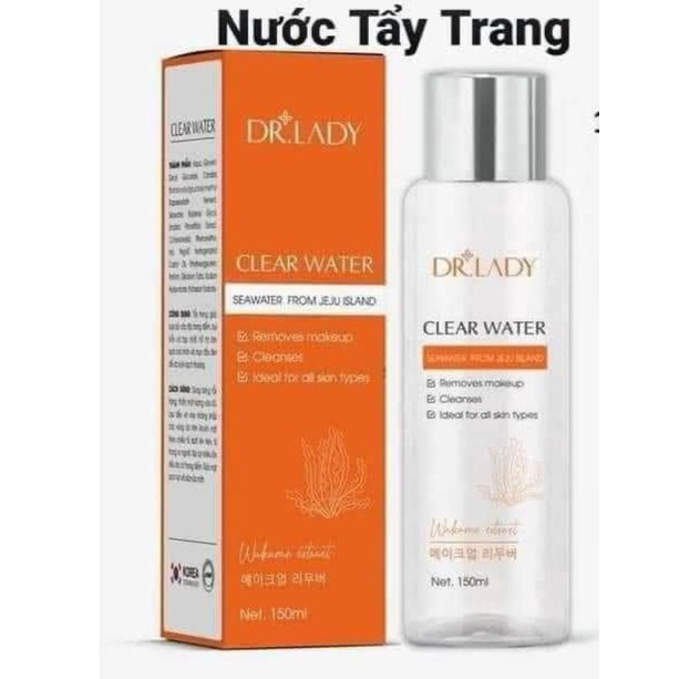 Nước tẩy trang Clear Water DR.LADY giúp làm sạch bụi bẩn, dầu thừa và lớp trang điểm