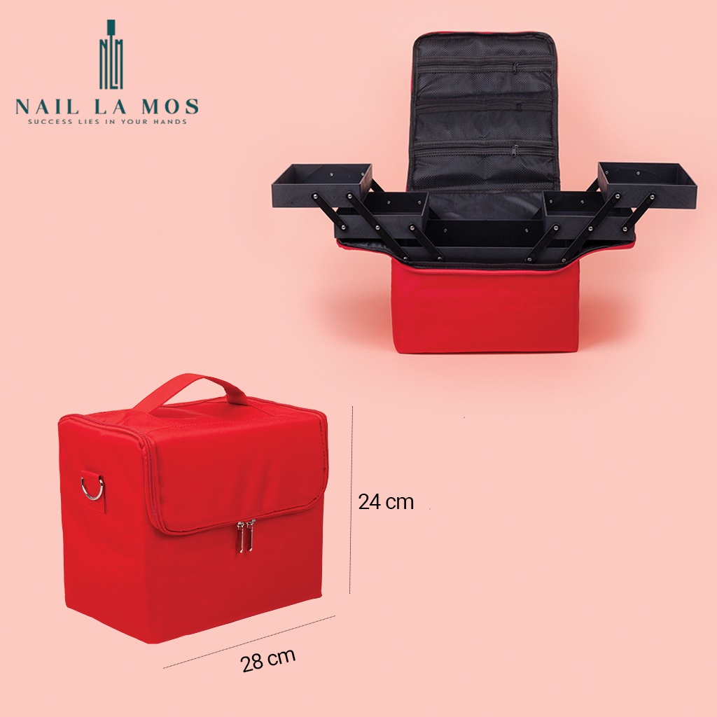 Cốp vải đựng đồ nail - cốp vải 3 ngăn 5 khay có dây đeo tiện lợi cho dân làm móng
