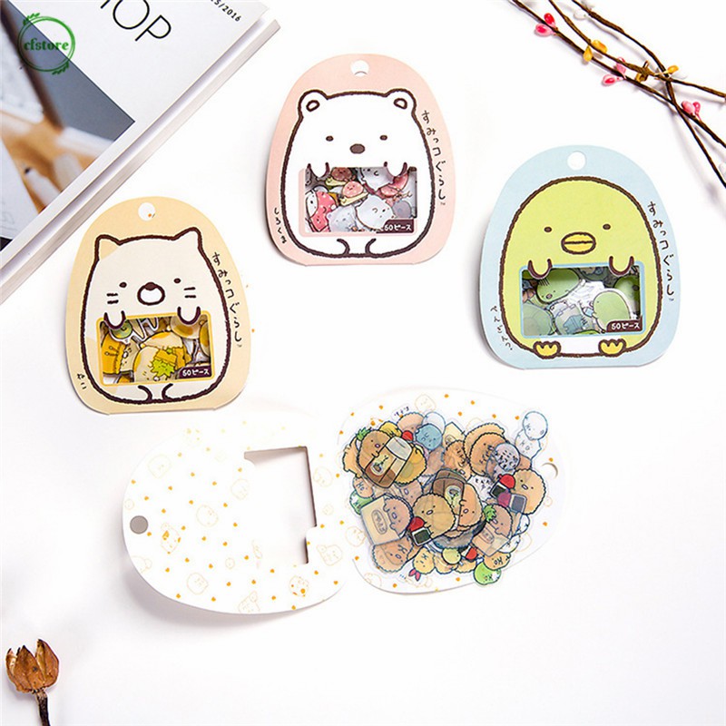 Bộ 50 nhãn dán họa tiết Sumikko Gurashi xinh xắn cho trang trí thủ công