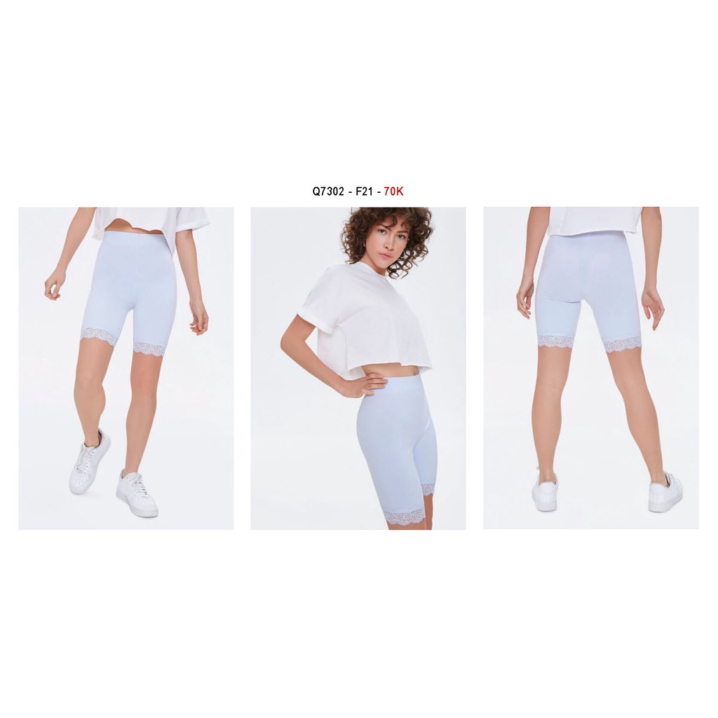 Q7302 - Quần short thun lửng F21 phối ren lai,trơn
