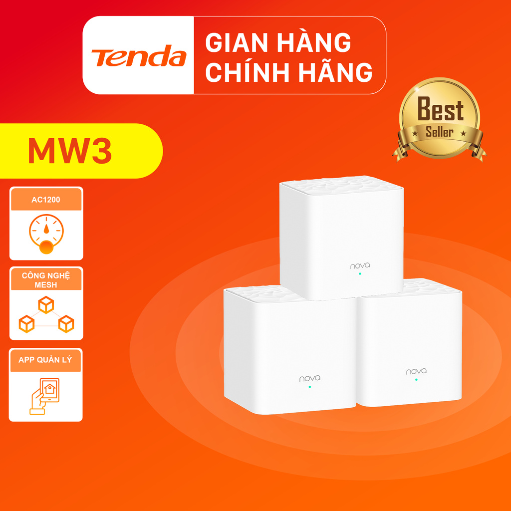 [Mã ELBAU5 giảm 5% tối đa 500K] Tenda Hệ thống Wifi Nova Mesh cho gia đình MW3 Chuẩn AC 1200Mbps