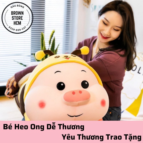 Gấu bông heo ong vàng nằm size bự dễ thương nhồi bông cao cấp ZinZon