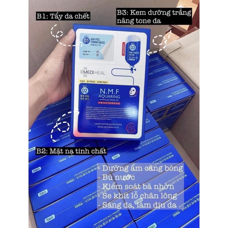 Mặt Nạ Hàn Quốc MEDIHEAL , Cấp Ẩm, Kiềm Dầu, Trắng Da MEDI HEAL N.M.F AQUARING