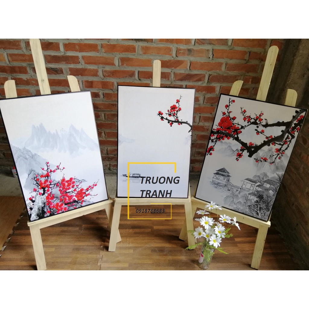 Combo 3 tranh canvas khung gỗ cao cấp - 30136 đào tiên