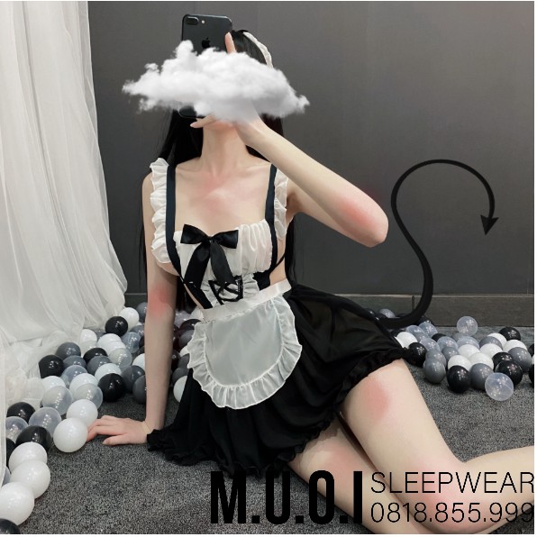 [Mã FAMARAL2 giảm 10K đơn 50K] CP001 Váy ngủ Cosplay giúp việc cao cấp QUẢNG CHÂU - Hàng có sẵn kèm video