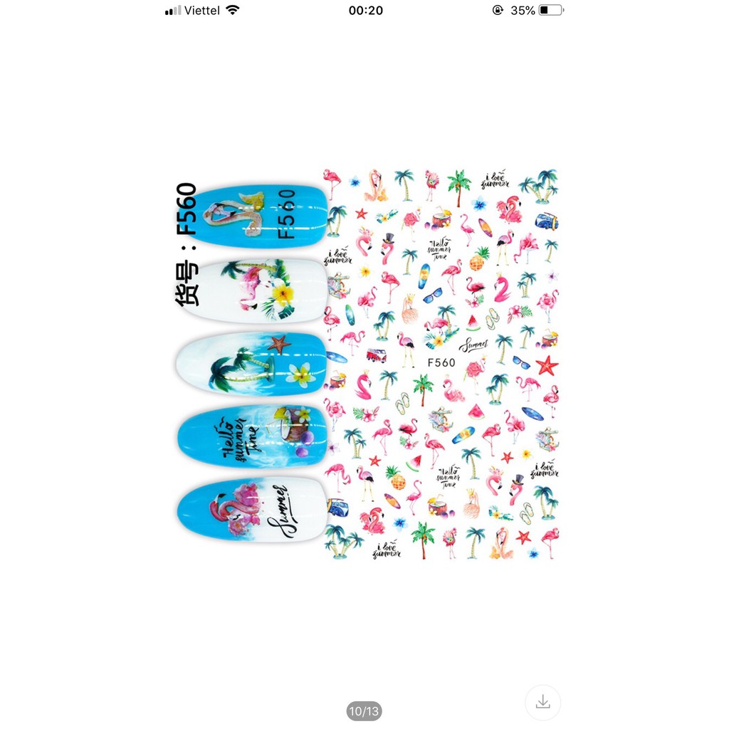 Sticker trang trí móng tay mẫu Hồng Hạc