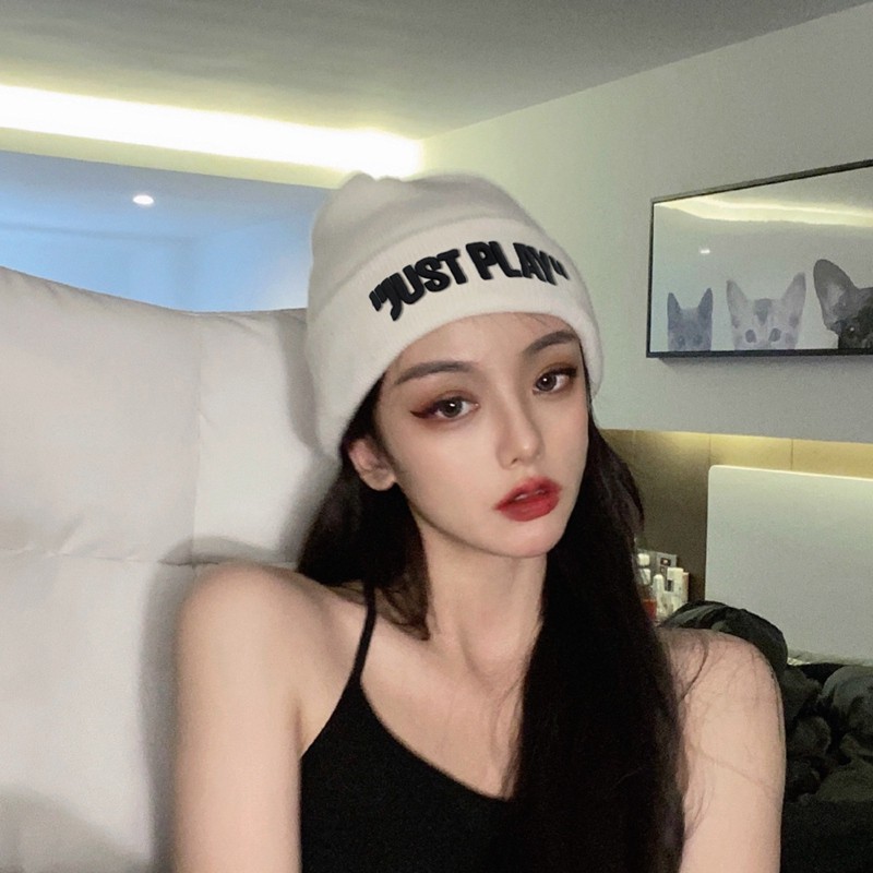 Just play Mũ beanie Dệt Kim Thêu Chữ Phong Cách hip hop Cho Nam Và Nữ