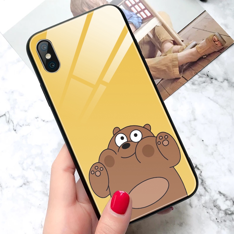 Ốp iphone - Ốp lưng kính cường lực Gấu ( 3 mẫu ) 6/6s/6plus/7/8/7plus/8plus/x/xs/xs max/11/11promax - k195