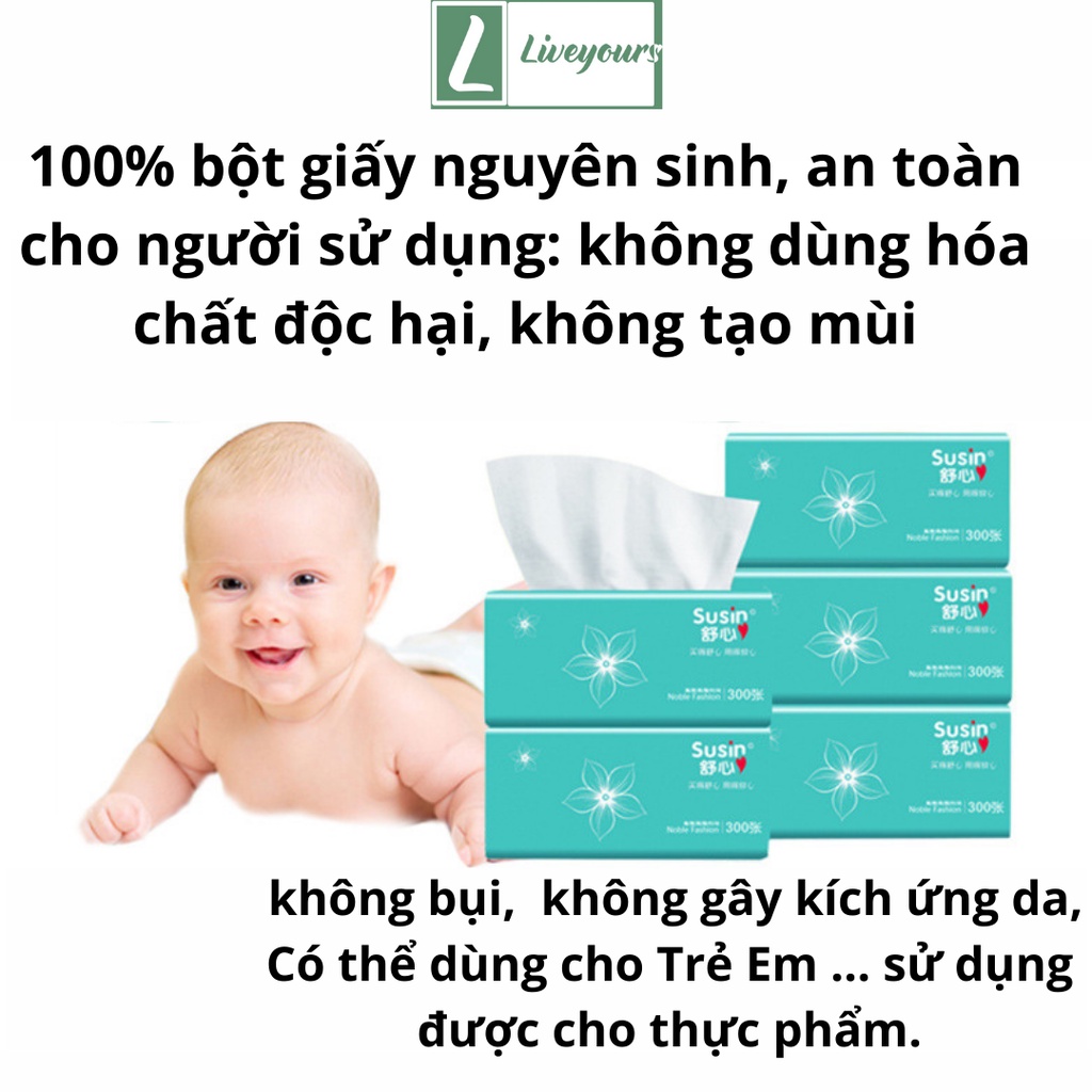 Khăn Giấy Rút Lau Tay Đa Năng 3 Lớp - Giấy Ăn Siêu Dai Siêu Mịn Phù Hợp Với Trẻ Em  - Liveyours