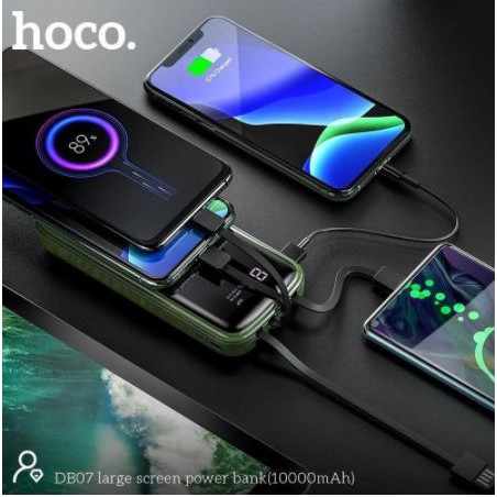 Pin sạc dự phòng Hoco DB07 10.000mah - Chính hãng Hoco - Tích hợp 3 cáp sạc Micro/Lightnning/TypeC