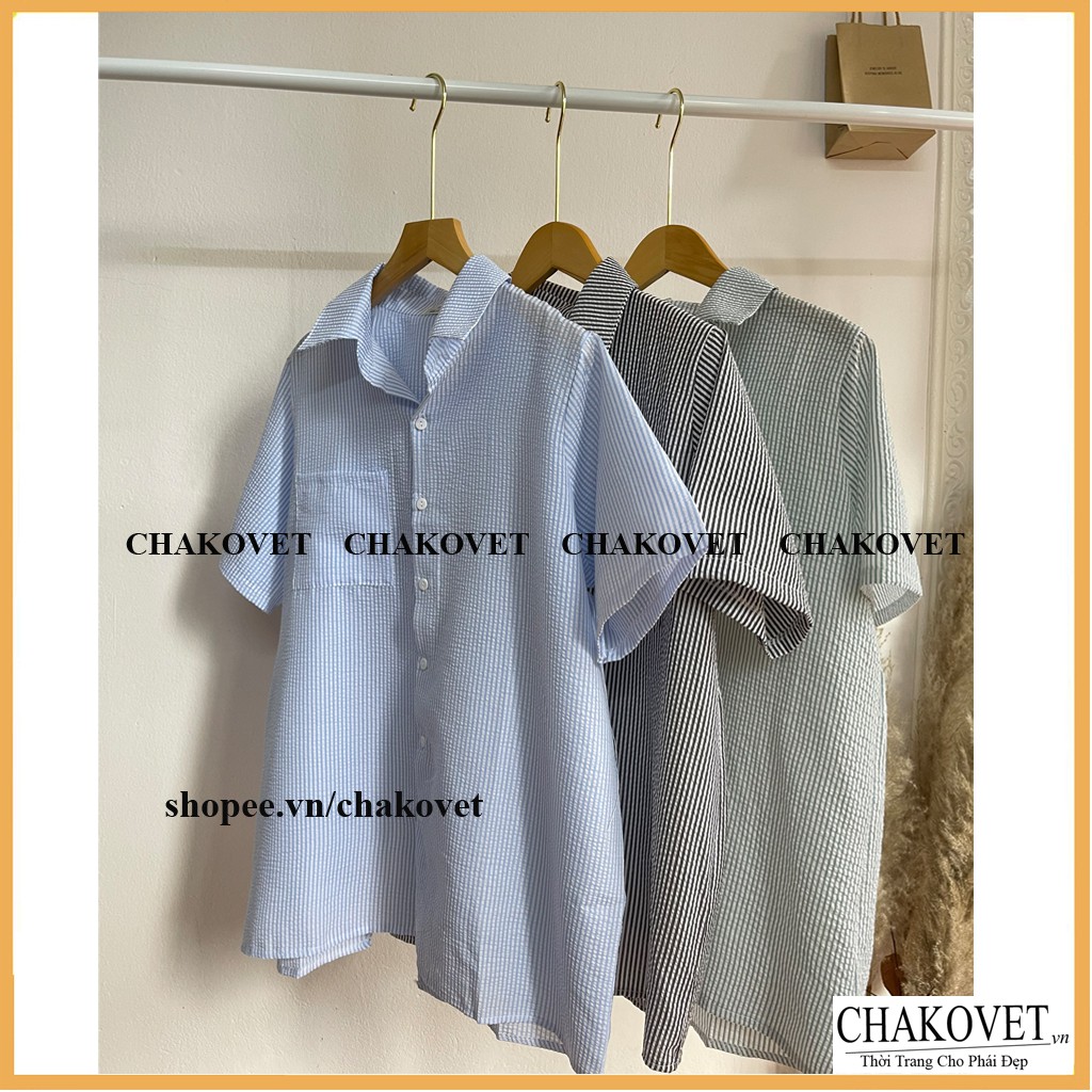 Áo sơ mi nữ kẻ xẻ sau cute A852 kiểu cộc tay xẻ lưng cá tính nhiều màu phong cách Hàn Quốc - CHAKOVET | BigBuy360 - bigbuy360.vn