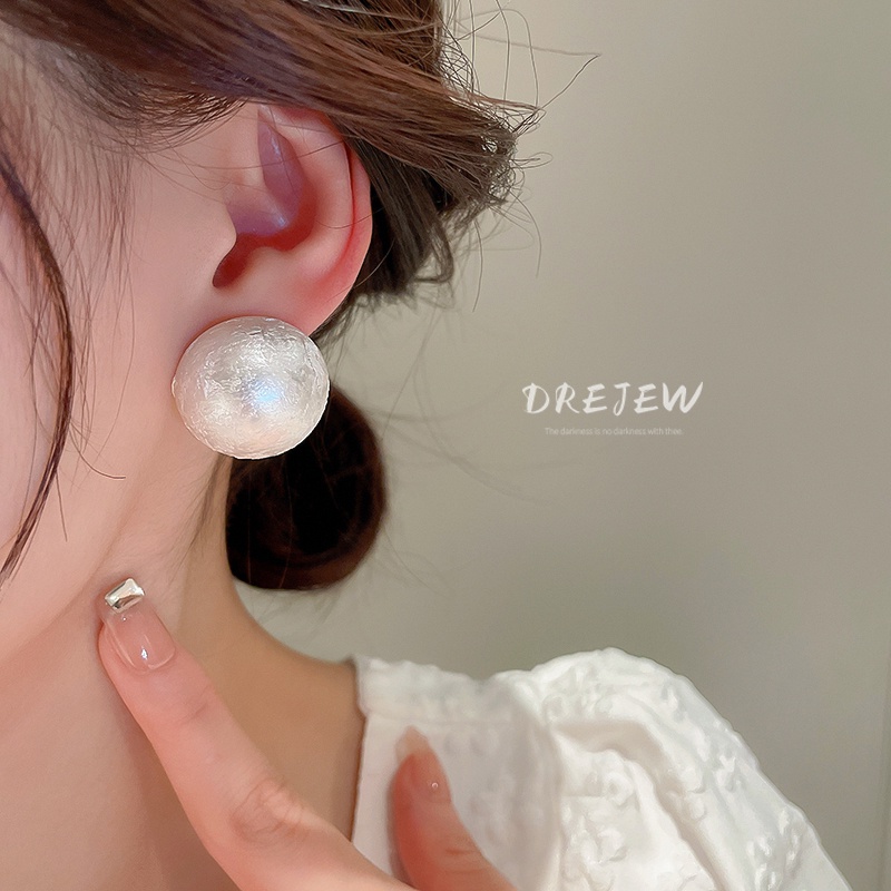 DREJEW Bông Tai Mạ Bạc Đính Ngọc Trai Phong Cách Pháp Cổ Điển Thời Trang Sang Trọng Cho Nữ