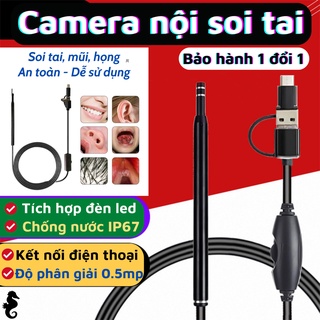 Bộ Lấy Ráy Tai Có Đèn. Camera Nội Soi Tai, Mũi, Họng. Camera Nội Soi Y Tế Siêu Nét Đi Kèm Bộ 7 Dụng Cụ Đa Năng, BT 12T