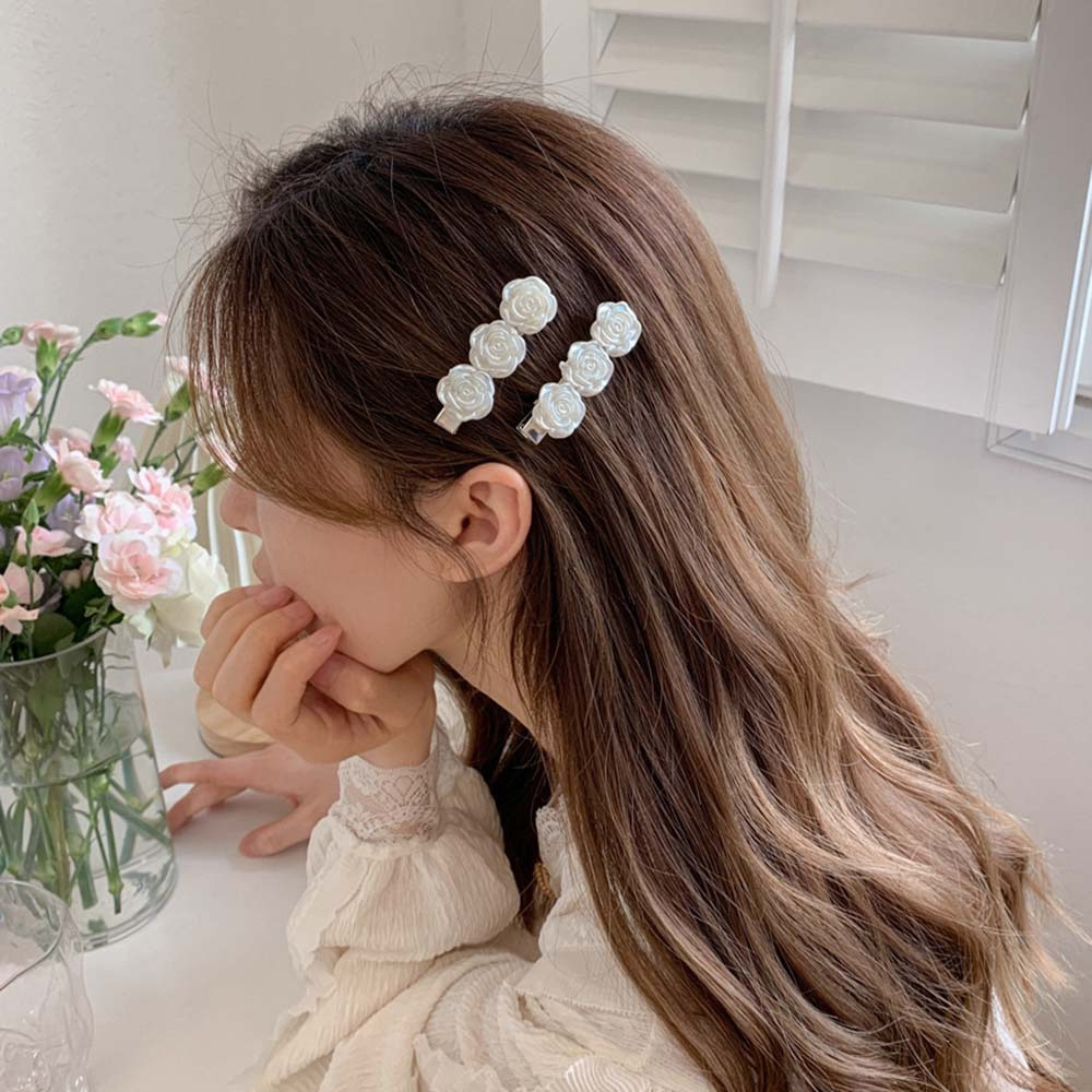 Kẹp tóc họa tiết hoa hồng bằng hợp kim acrylic phong cách Hàn Quốc cổ điển cho nữ