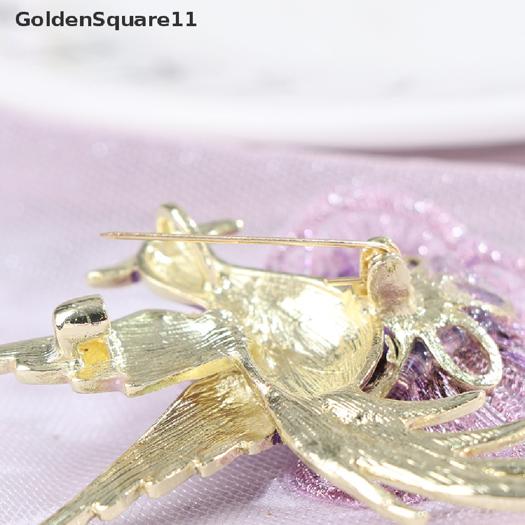 [GoldenSquare11] 1Pc Rhinestone Brooches for Women Enamel Bird Pin Peacock Fashion Brooch Gift [GoldenSquare11]