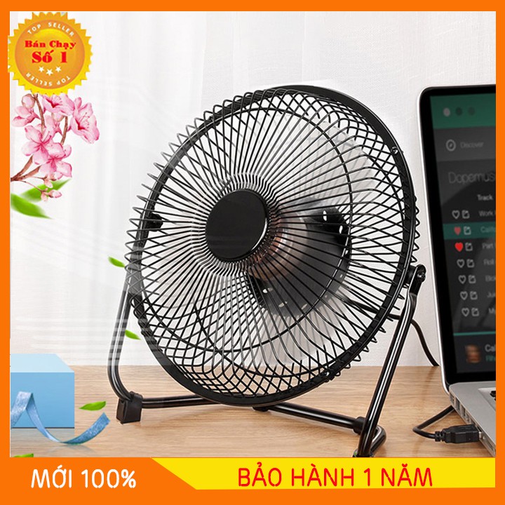 ☊♞✈Quạt để bàn, USB lồng sắt Mini FAN cỡ lớn 14cm, 4 cánh cực mát ,HANG XUẤT KHẨU