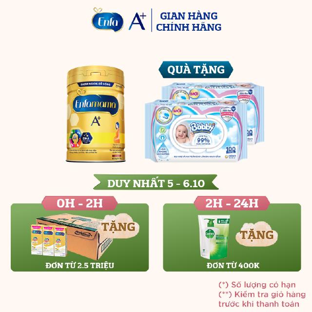 [Tặng 2 gói khăn ướt Bobby 100M] Sữa Bầu Enfamama A+ 830g Hương Chocolate
