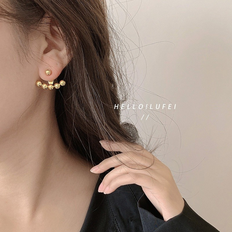 Bông tai bạc s925 hình hạt đậu đơn giản mới 2023