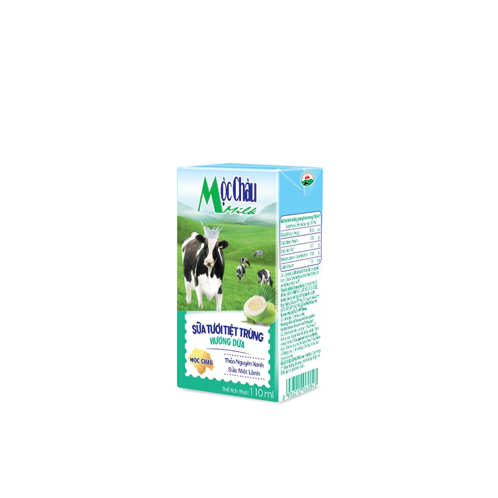 (Vỉ 4 hộp 110 ml) Sữa tươi Mộc Châu  (đậu đỏ/cam/dâu/dừa/socola/có đường/ít đường)