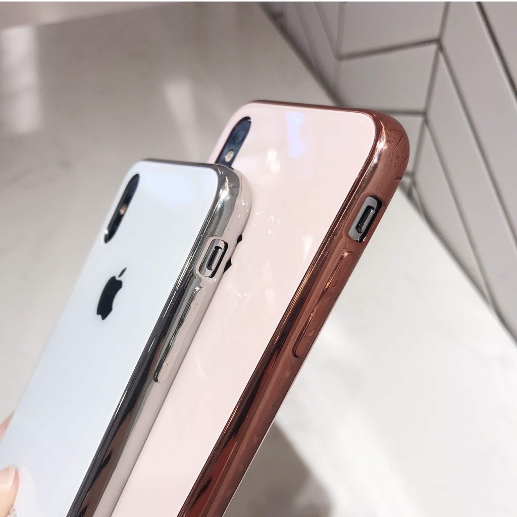 Ốp lưng iPhone Giả Kính viền si ( ốp cứng)