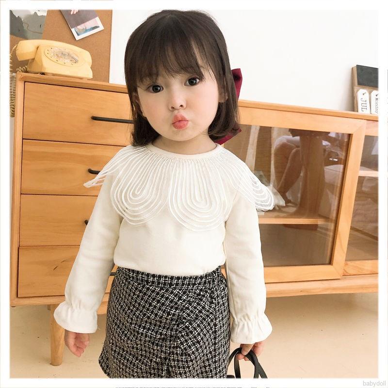 Áo sweater cotton tay dài màu sắc đơn giản cho bé gái