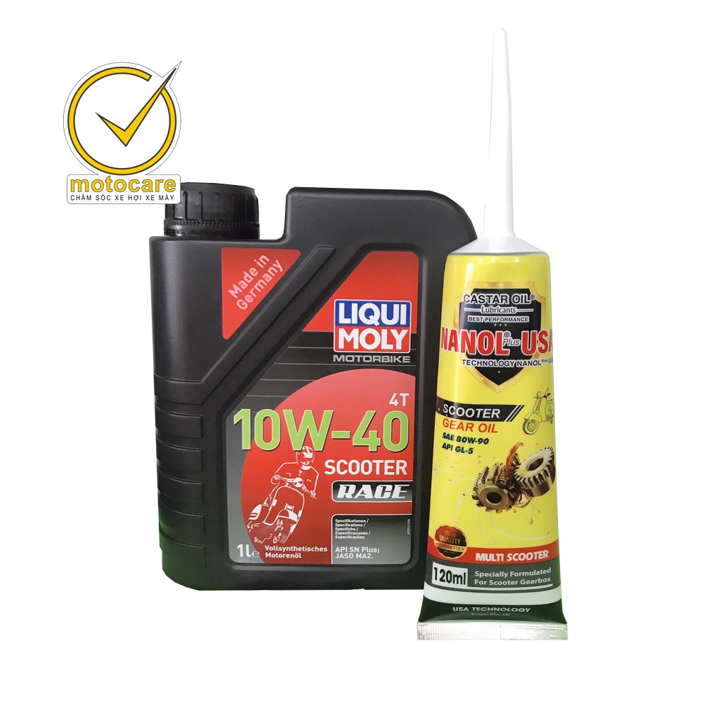 [Tặng nhớt lap] Nhớt xe tay ga LIQUI MOLY SCOOTER RACE 10W40 tặng nhớt hộp số NANOL USA
