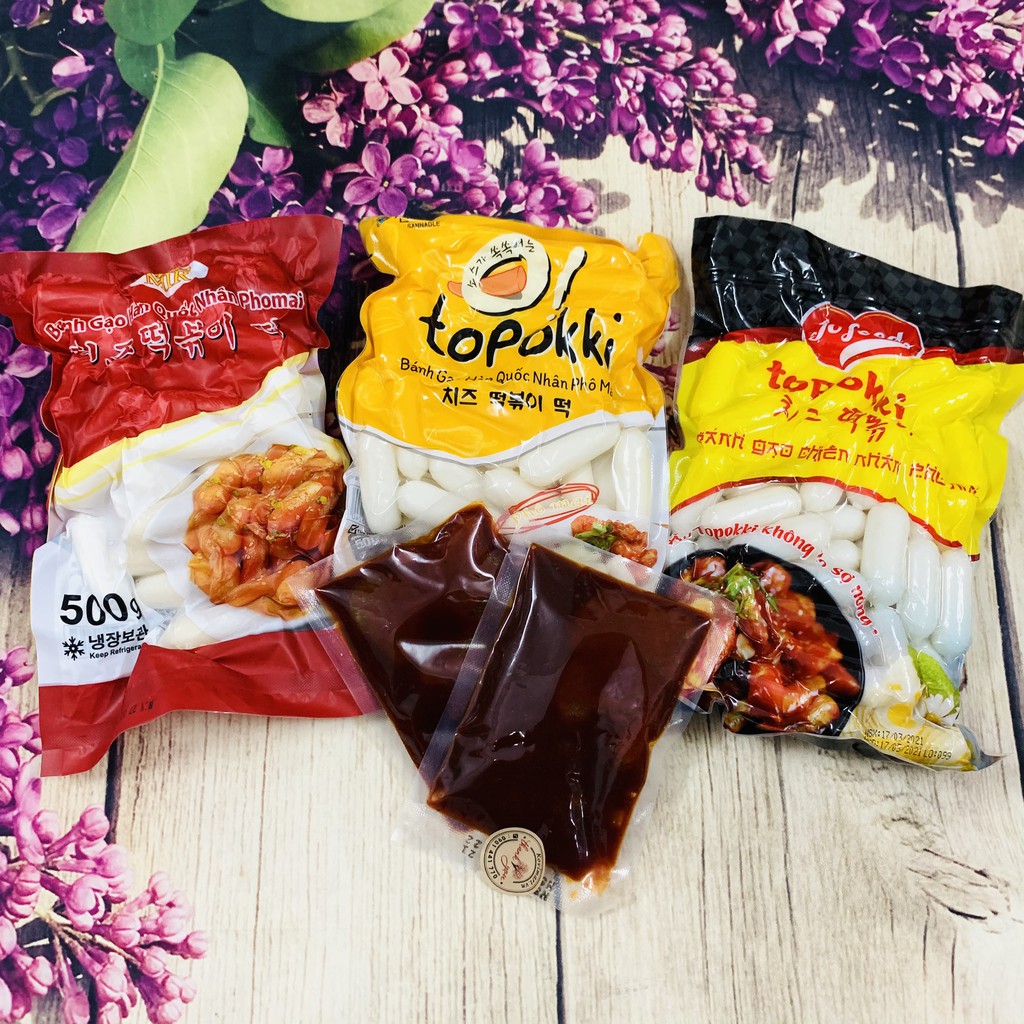 BÁNH GẠO NHÂN PHÔ MAI 500GR KÈM TƯƠNG ỚT HÀN QUỐC 100GR