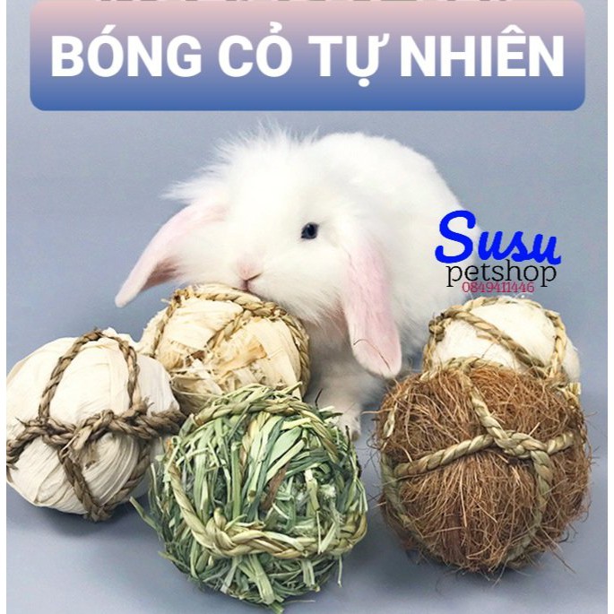 Bóng cỏ tự nhiên dùng làm đồ chơi ngậm cắn cho Thỏ, Bọ, Chinchilla