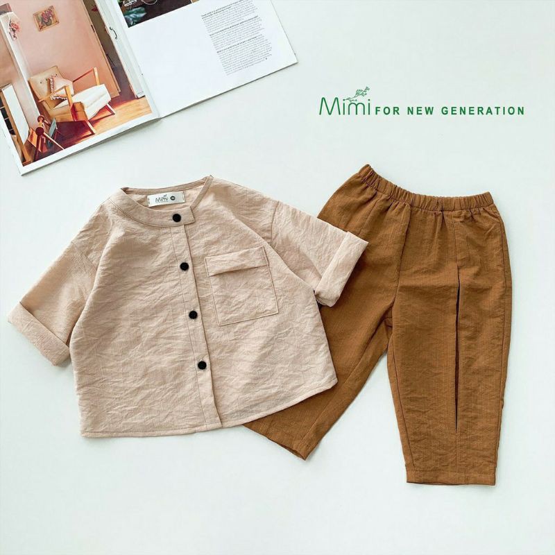 Set Bộ thô đũi vintage bé trai, set bé trai đẹp, set đồ chuẩn QC Mimi new generation cho bé